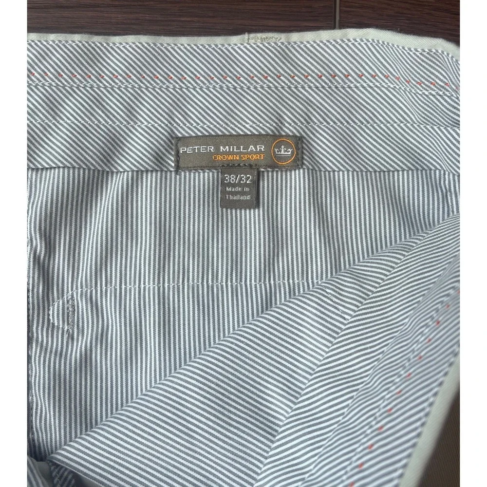Peter Millar Crown Sport Men 38x32 Gray Performance Chino Pants Golf Trousers